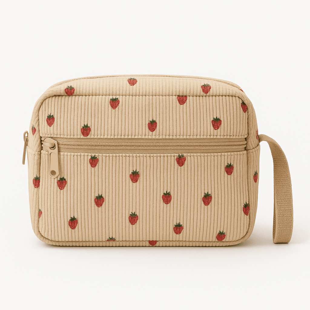 Cotton Corduroy Printed Multi-functional Stationery Storage Bag